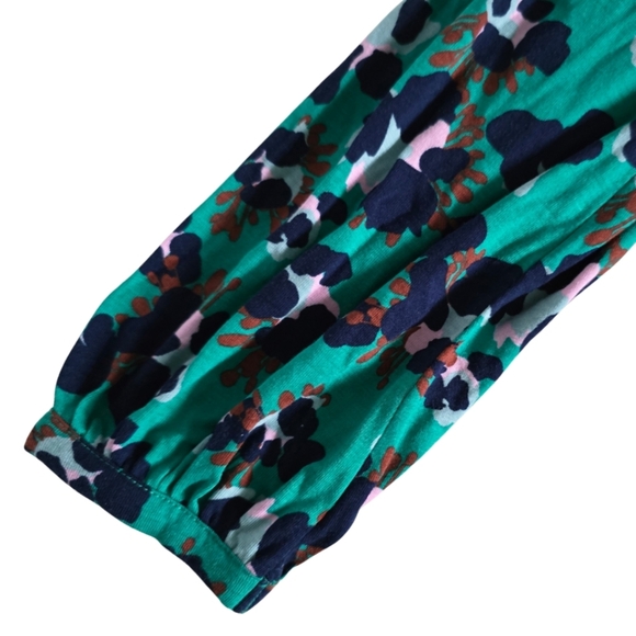 BODEN Green Floral Jersey Midi Dress Ruched V-Neck US 2/UK 6 - Picture 4 of 7